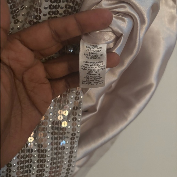 Y2K Silver Sequin Pencil Mini Skirt Party Glitter Bodycon Festival Disco Glam - Picture 4 of 8